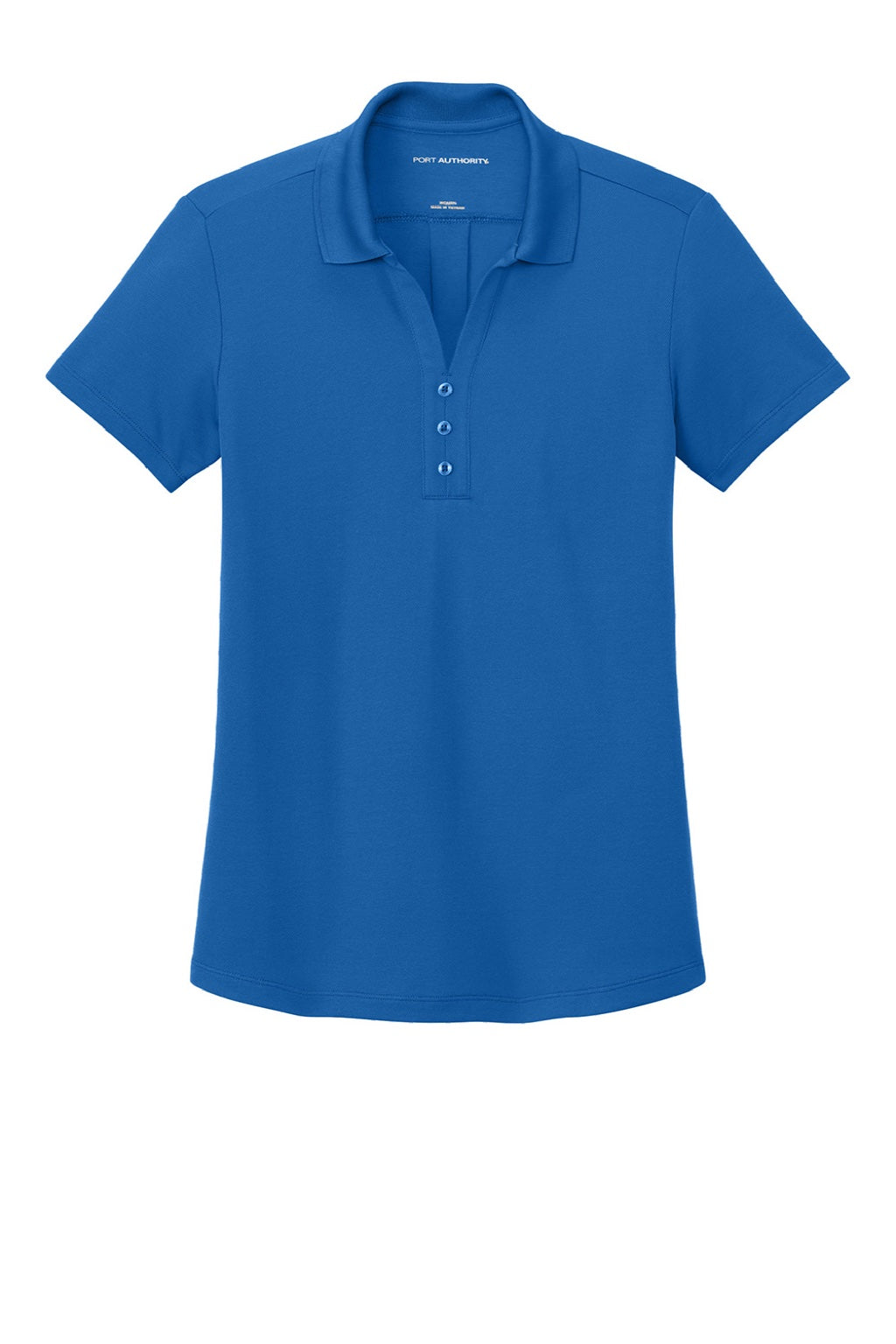 Port Authority LK620 Womens Plaited Pique Short Sleeve Polo Shirt Strong Blue Flat Front
