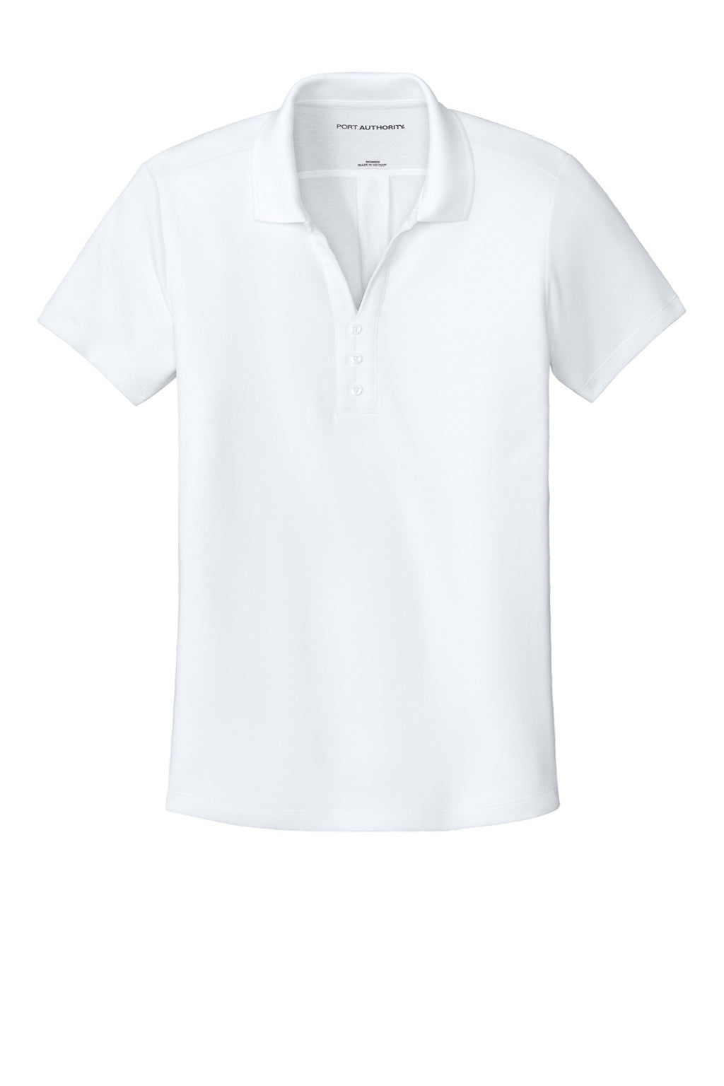 Port Authority LK620 Womens Plaited Pique Short Sleeve Polo Shirt White Flat Front