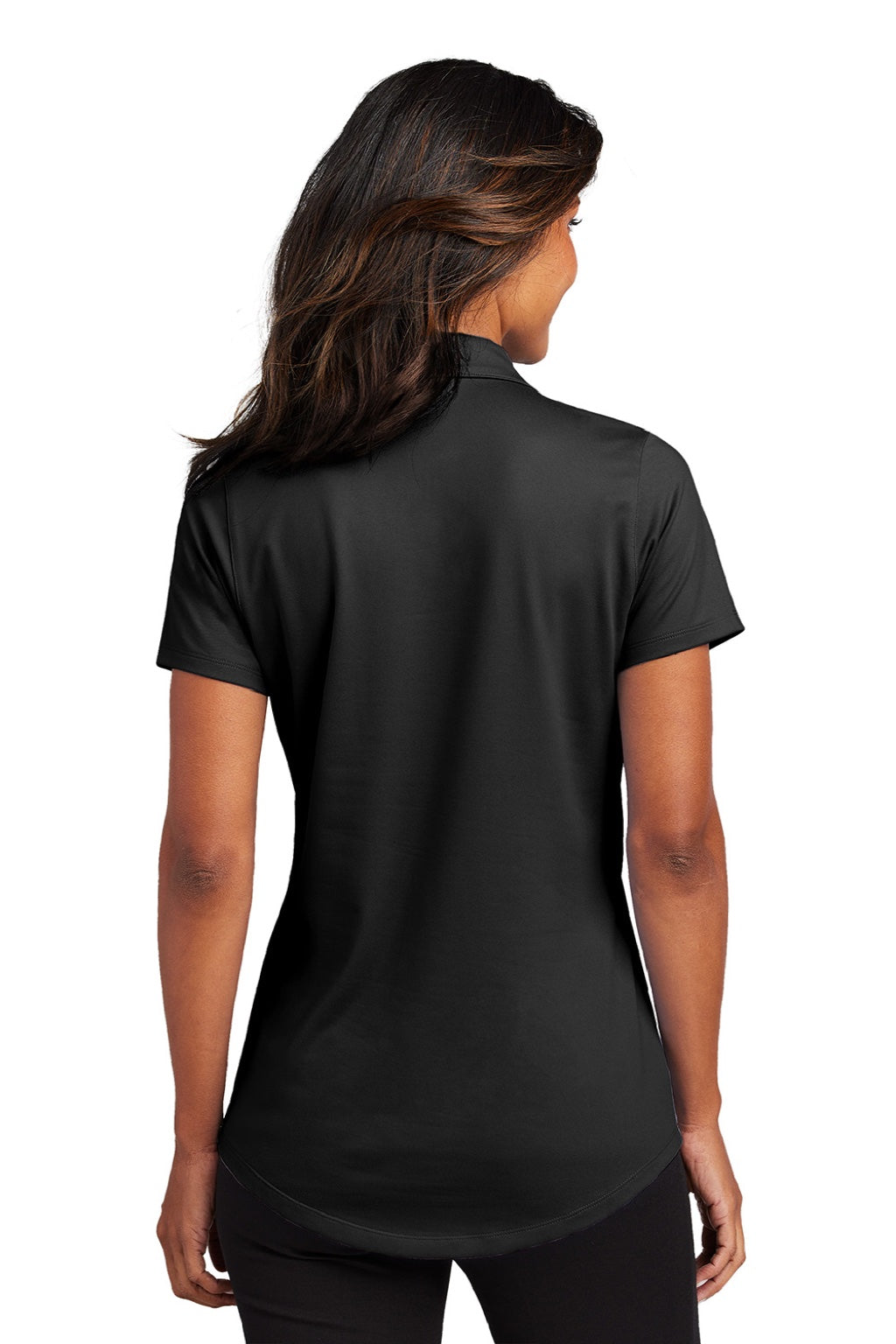 Port Authority LK683 Womens City Easy Care Moisture Wicking Short Sleeve Polo Shirt Black Model Back