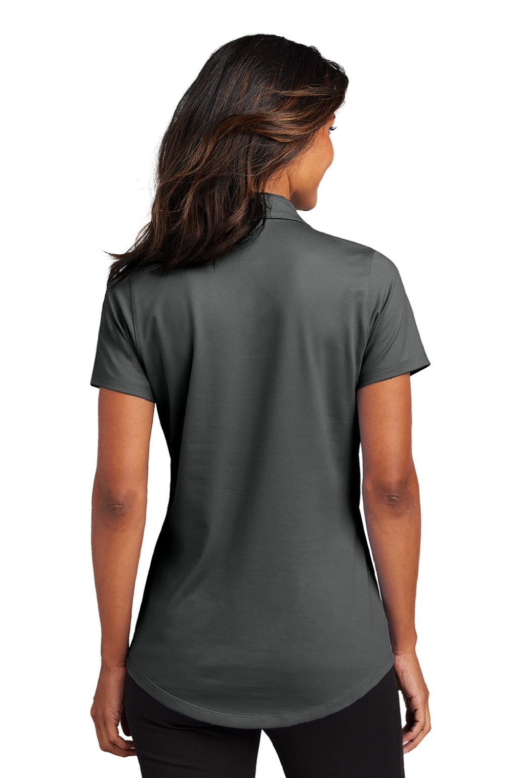 Port Authority LK683 Womens City Easy Care Moisture Wicking Short Sleeve Polo Shirt Graphite Grey Model Back