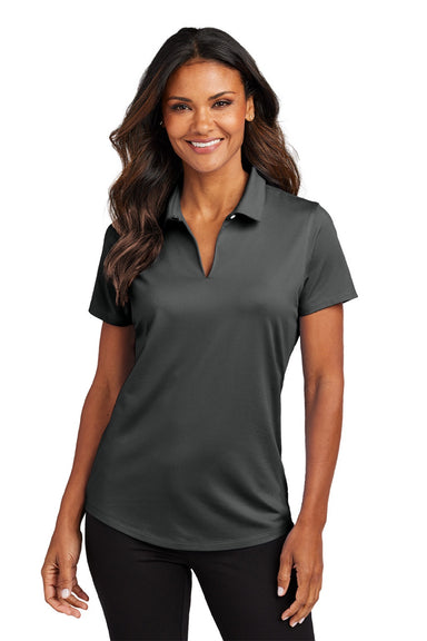 Port Authority LK683 Womens City Easy Care Moisture Wicking Short Sleeve Polo Shirt Graphite Grey Model Front