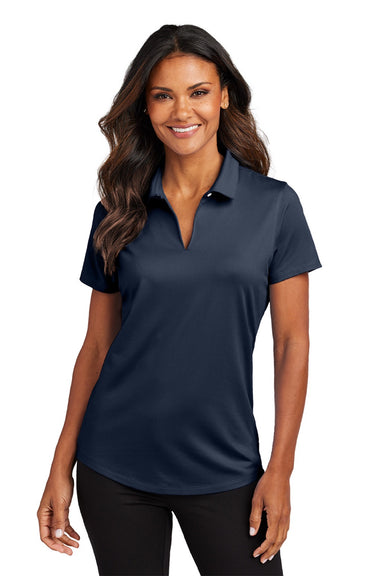 Port Authority LK683 Womens City Easy Care Moisture Wicking Short Sleeve Polo Shirt River Navy Blue Model Front