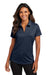 Port Authority LK683 Womens City Easy Care Moisture Wicking Short Sleeve Polo Shirt River Navy Blue Model Front