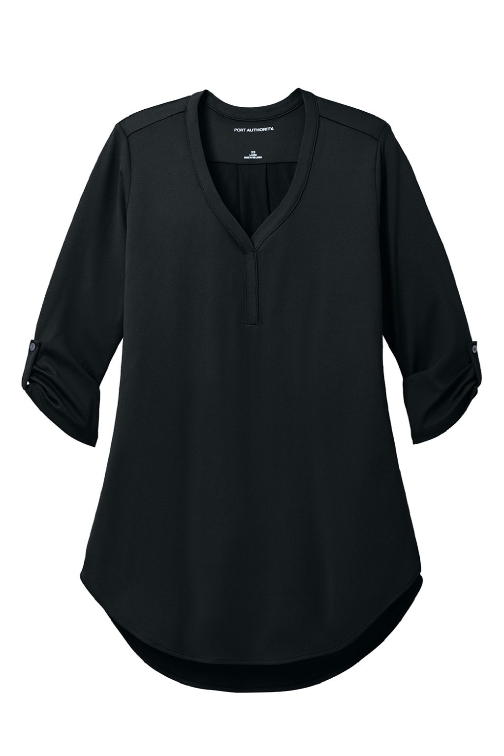 Port Authority LK6840 Womens City Easy Care Moisture Wicking 3/4 Sleeve Tunic Black Flat Front