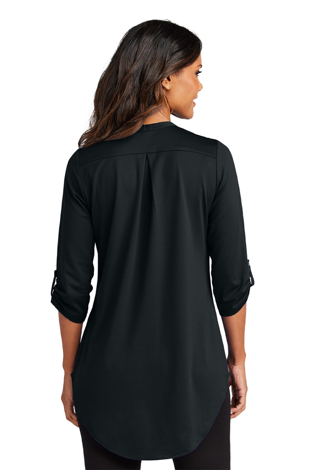 Port Authority LK6840 Womens City Easy Care Moisture Wicking 3/4 Sleeve Tunic Black Model Back