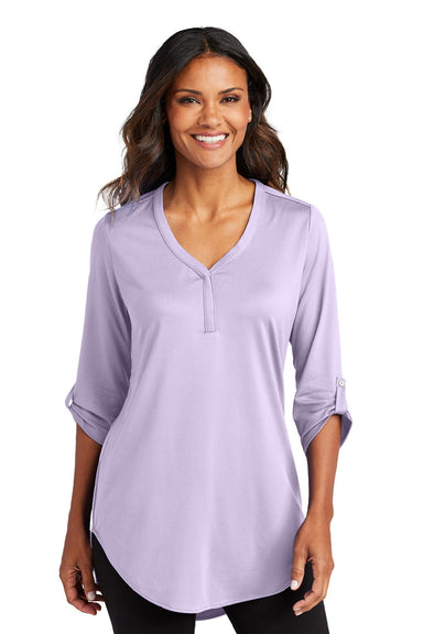 Port Authority LK6840 Womens City Easy Care Moisture Wicking 3/4 Sleeve Tunic Bright Lavender Purple Model Front