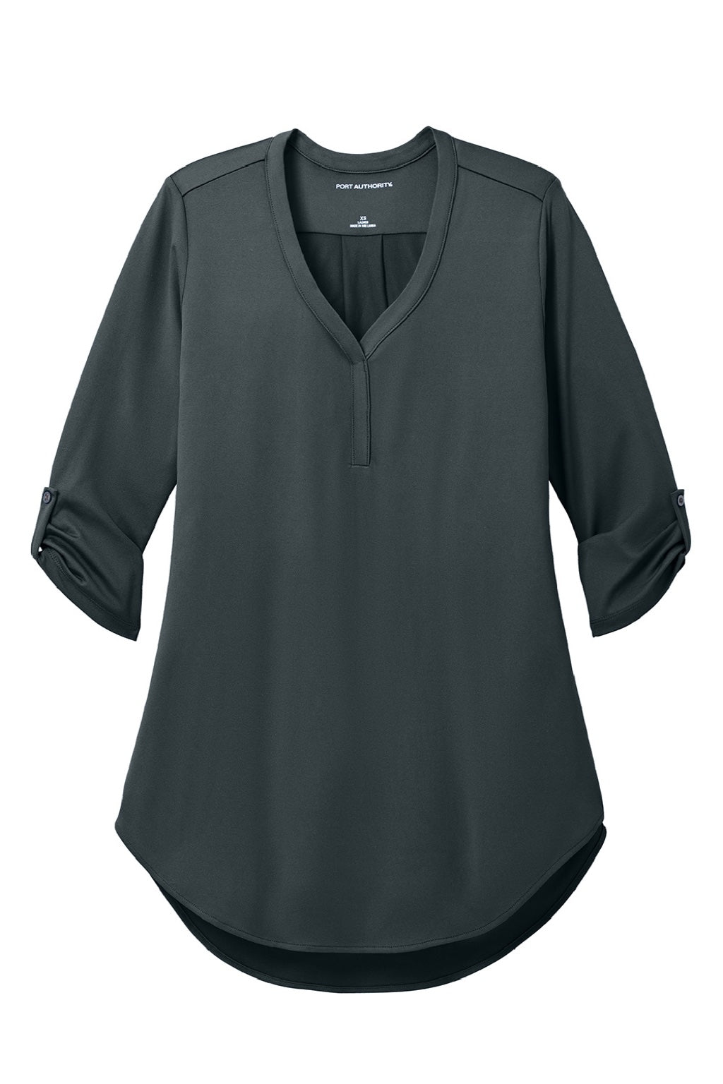 Port Authority LK6840 Womens City Easy Care Moisture Wicking 3/4 Sleeve Tunic Graphite Grey Flat Front