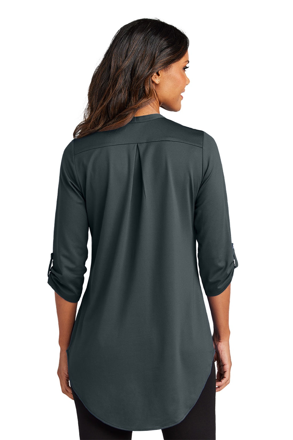 Port Authority LK6840 Womens City Easy Care Moisture Wicking 3/4 Sleeve Tunic Graphite Grey Model Back