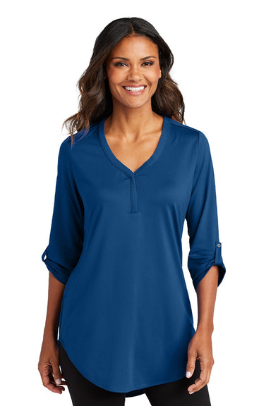 Port Authority LK6840 Womens City Easy Care Moisture Wicking 3/4 Sleeve Tunic True Blue Model Front