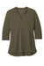 Port Authority LK750 Womens Moisture Wicking 3/4 Sleeve Polo Shirt Deep Olive Green Flat Front