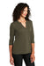 Port Authority LK750 Womens Moisture Wicking 3/4 Sleeve Polo Shirt Deep Olive Green Model 3q