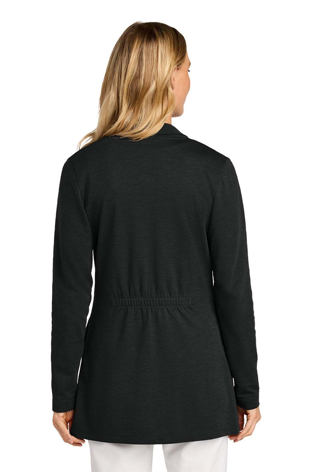Port Authority LK820 Womens Breakwater Open Front Long Sleeve Cardigan Sweater w/ Pockets Deep Black Model Back