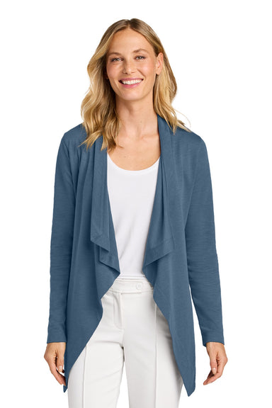 Port Authority LK820 Womens Breakwater Open Front Long Sleeve Cardigan Sweater w/ Pockets Dusk Blue Model Front