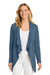 Port Authority LK820 Womens Breakwater Open Front Long Sleeve Cardigan Sweater w/ Pockets Dusk Blue Model Front