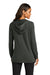 Port Authority LK826 Womens Microterry Snag Resistant Hooded Sweatshirt Hoodie Charcoal Grey Model Back