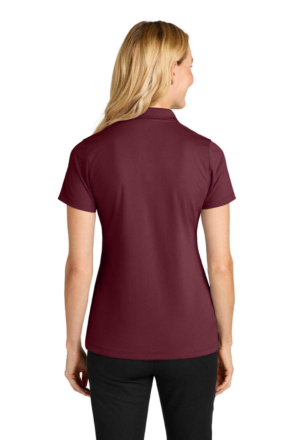 Port Authority LK845 Womens Dry Zone Moisture Wicking Short Sleeve Polo Shirt Burgundy Model Back