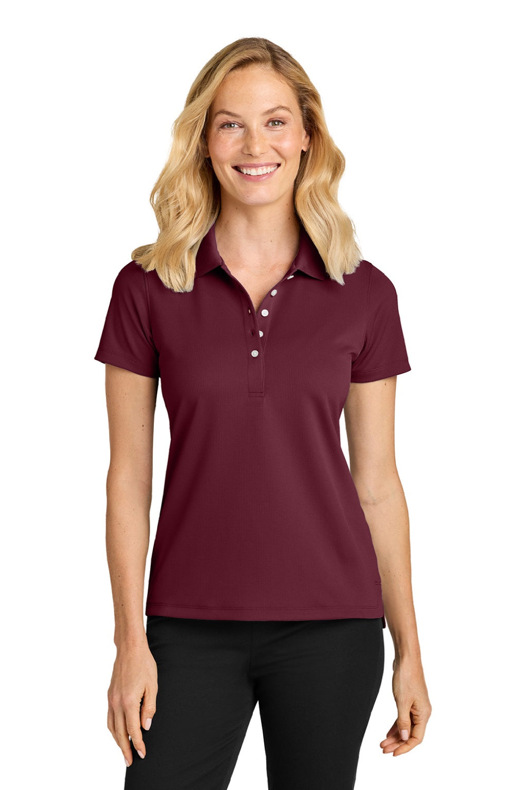 Port Authority LK845 Womens Dry Zone Moisture Wicking Short Sleeve Polo Shirt Burgundy Model Front