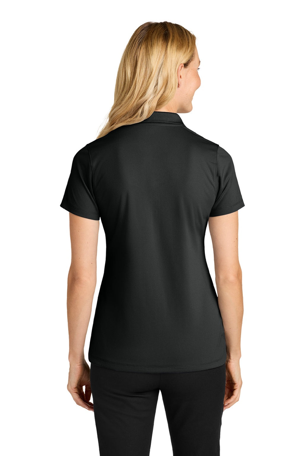 Port Authority LK845 Womens Dry Zone Moisture Wicking Short Sleeve Polo Shirt Deep Black Model Back