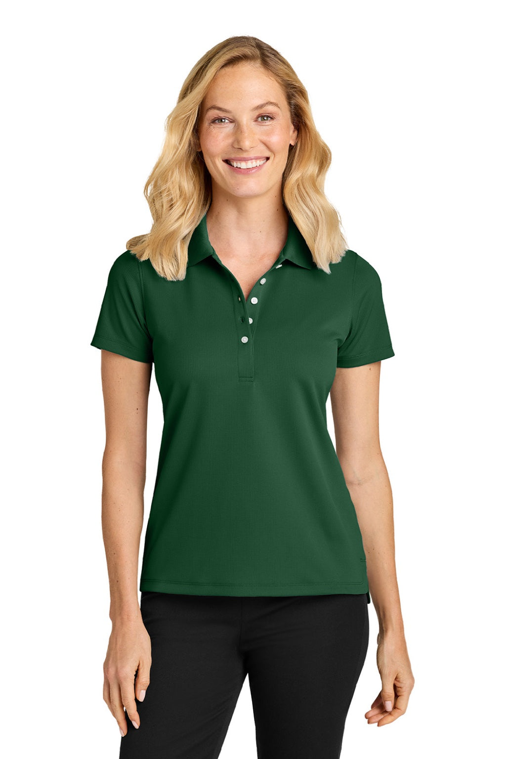 Port Authority LK845 Womens Dry Zone Moisture Wicking Short Sleeve Polo Shirt Hunter Green Model Front