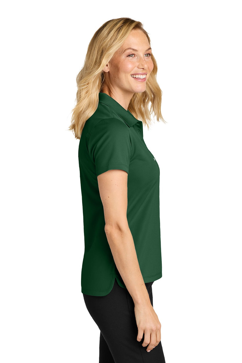 Port Authority LK845 Womens Dry Zone Moisture Wicking Short Sleeve Polo Shirt Hunter Green Model Side