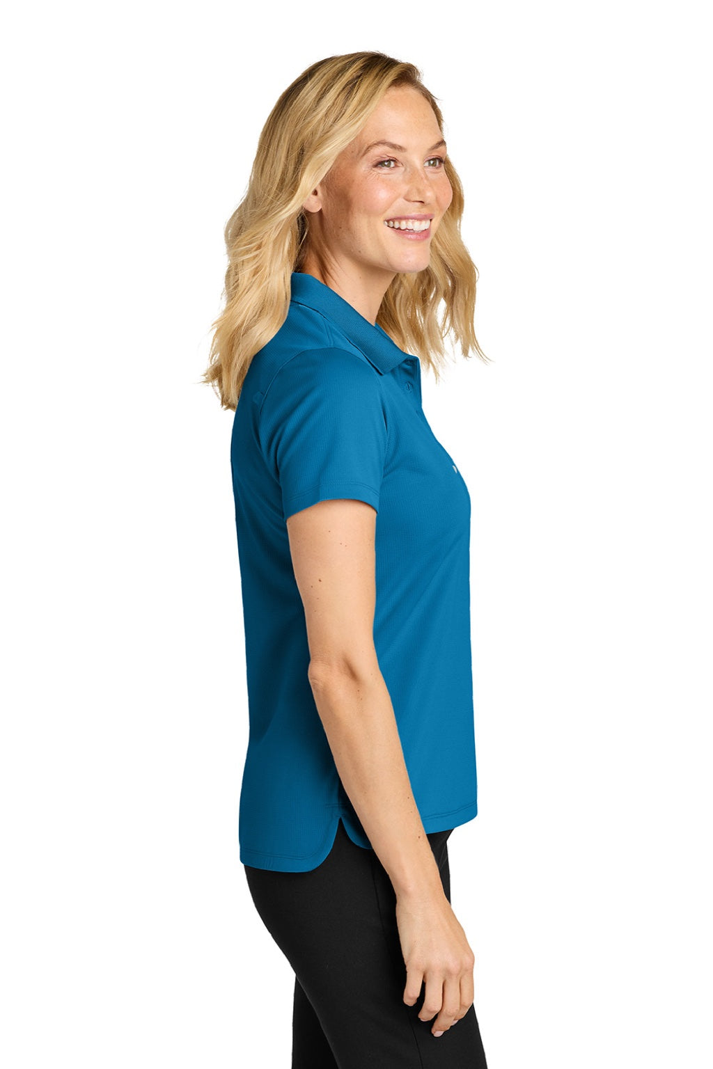 Port Authority LK845 Womens Dry Zone Moisture Wicking Short Sleeve Polo Shirt Imperial Blue Model Side