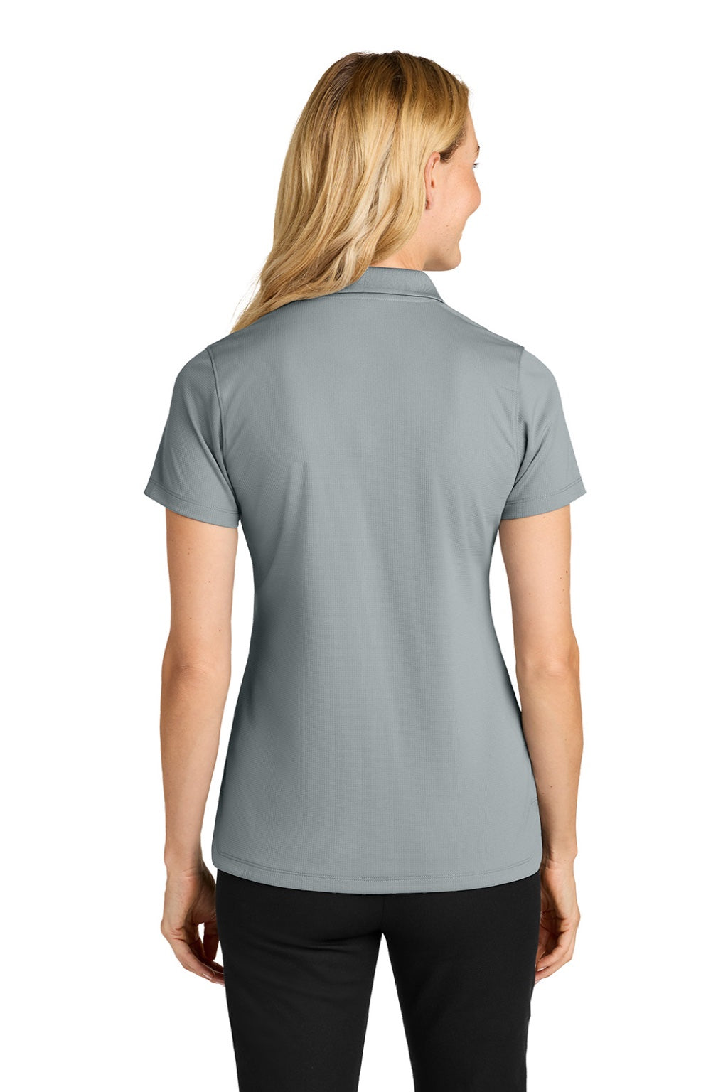 Port Authority LK845 Womens Dry Zone Moisture Wicking Short Sleeve Polo Shirt Light Sterling Grey Model Back