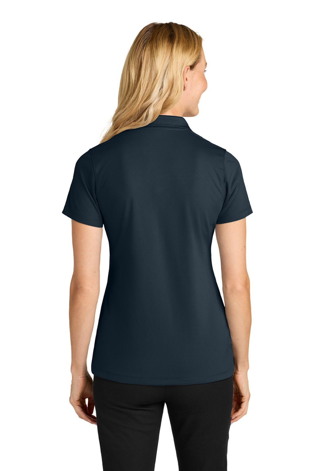 Port Authority LK845 Womens Dry Zone Moisture Wicking Short Sleeve Polo Shirt Night Navy Blue Model Back