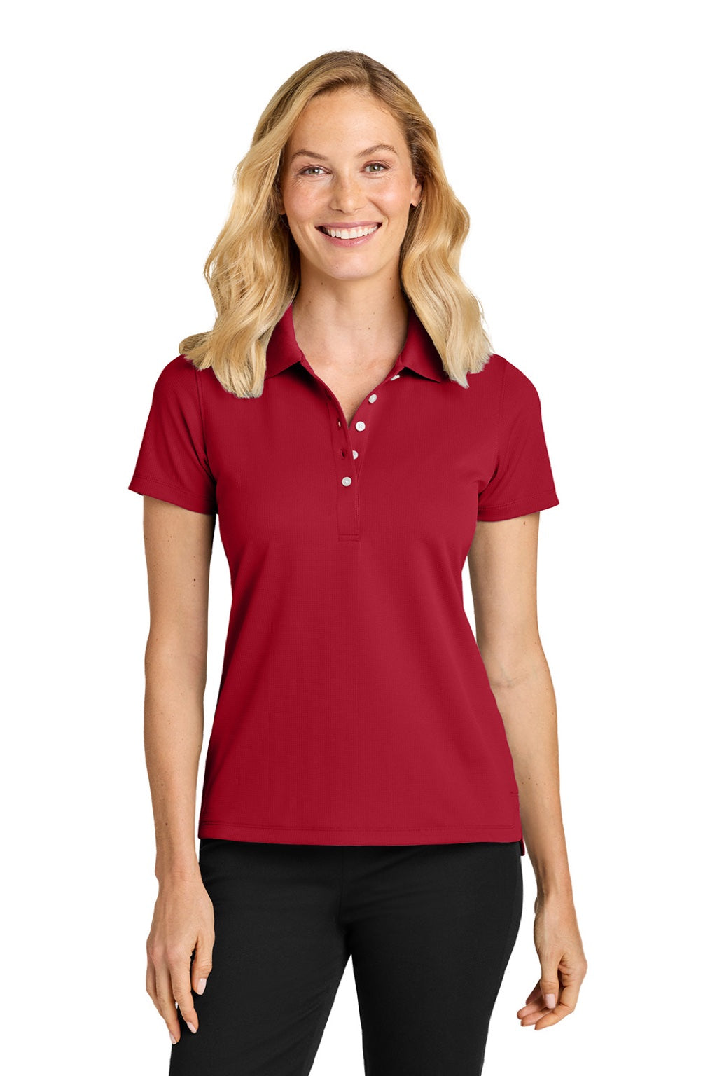 Port Authority LK845 Womens Dry Zone Moisture Wicking Short Sleeve Polo Shirt Rich Red Model Front