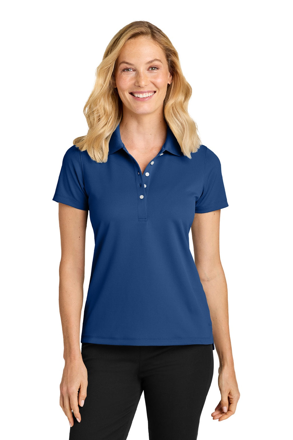 Port Authority LK845 Womens Dry Zone Moisture Wicking Short Sleeve Polo Shirt Royal Blue Model Front
