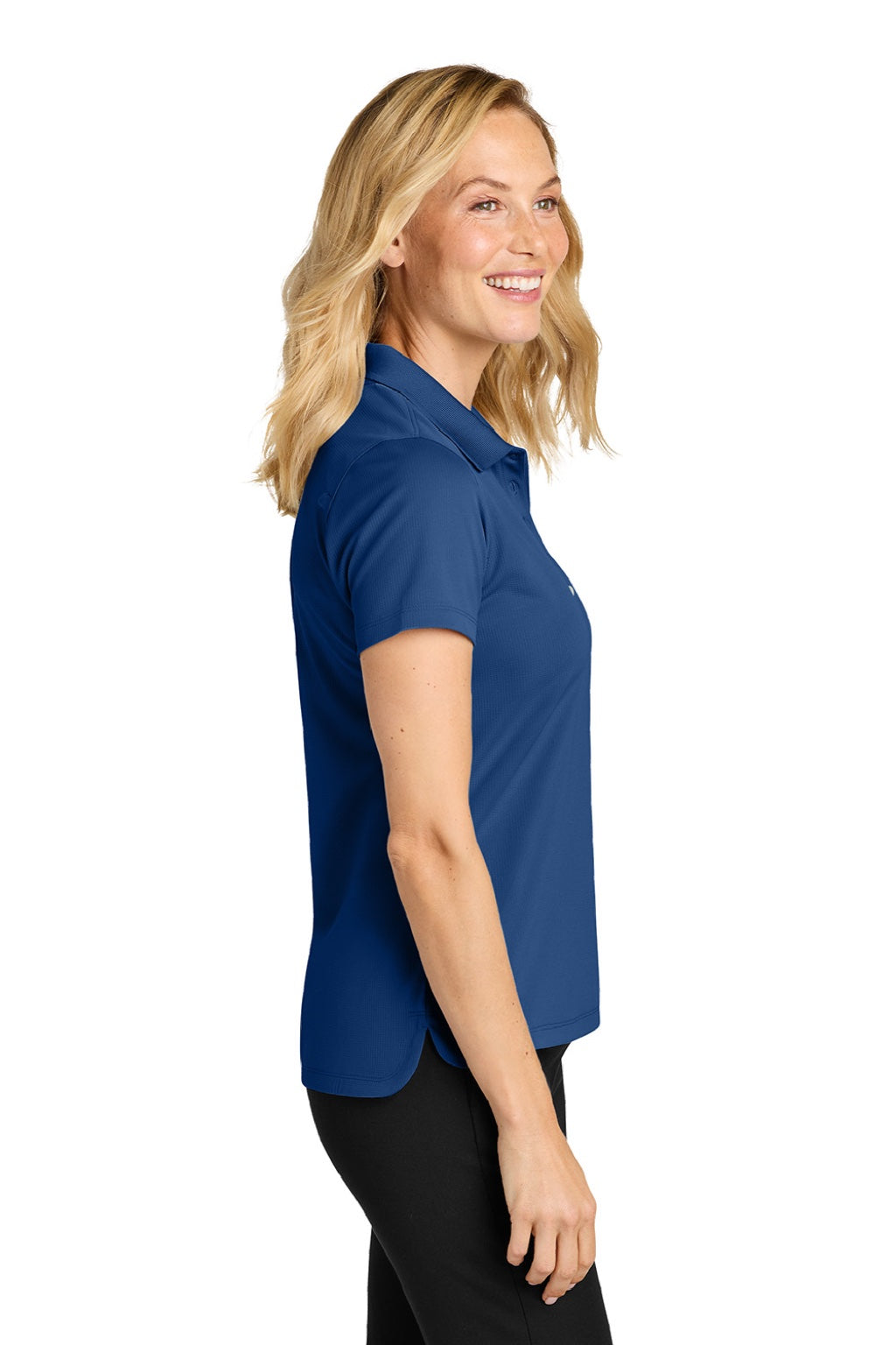 Port Authority LK845 Womens Dry Zone Moisture Wicking Short Sleeve Polo Shirt Royal Blue Model Side
