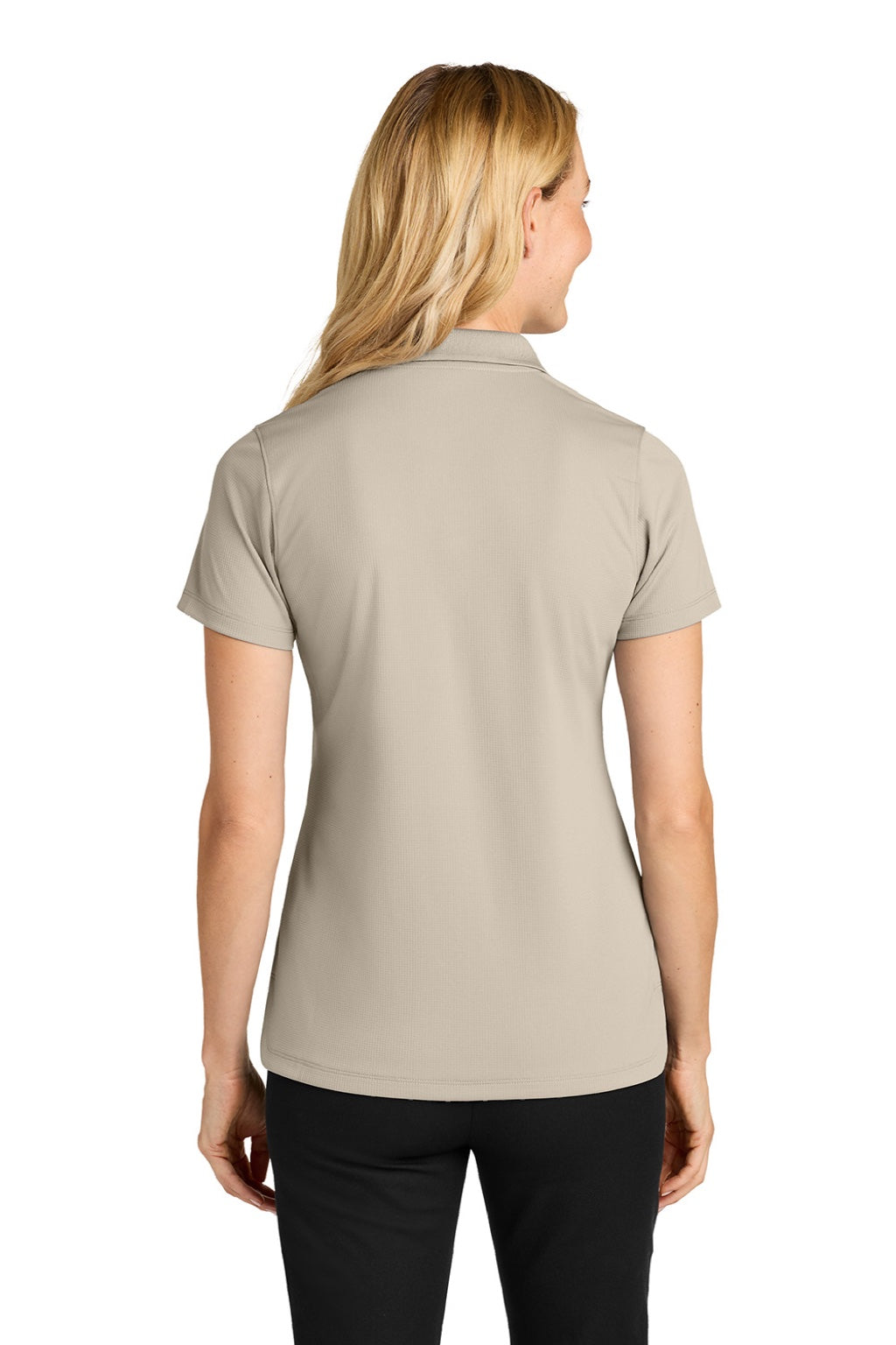 Port Authority LK845 Womens Dry Zone Moisture Wicking Short Sleeve Polo Shirt Sahara Brown Model Back