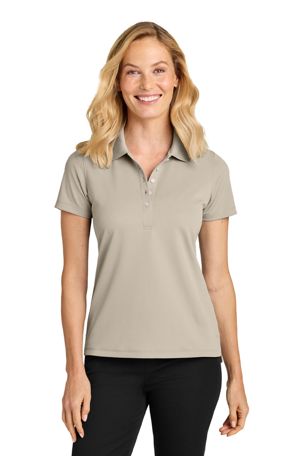Port Authority LK845 Womens Dry Zone Moisture Wicking Short Sleeve Polo Shirt Sahara Brown Model Front