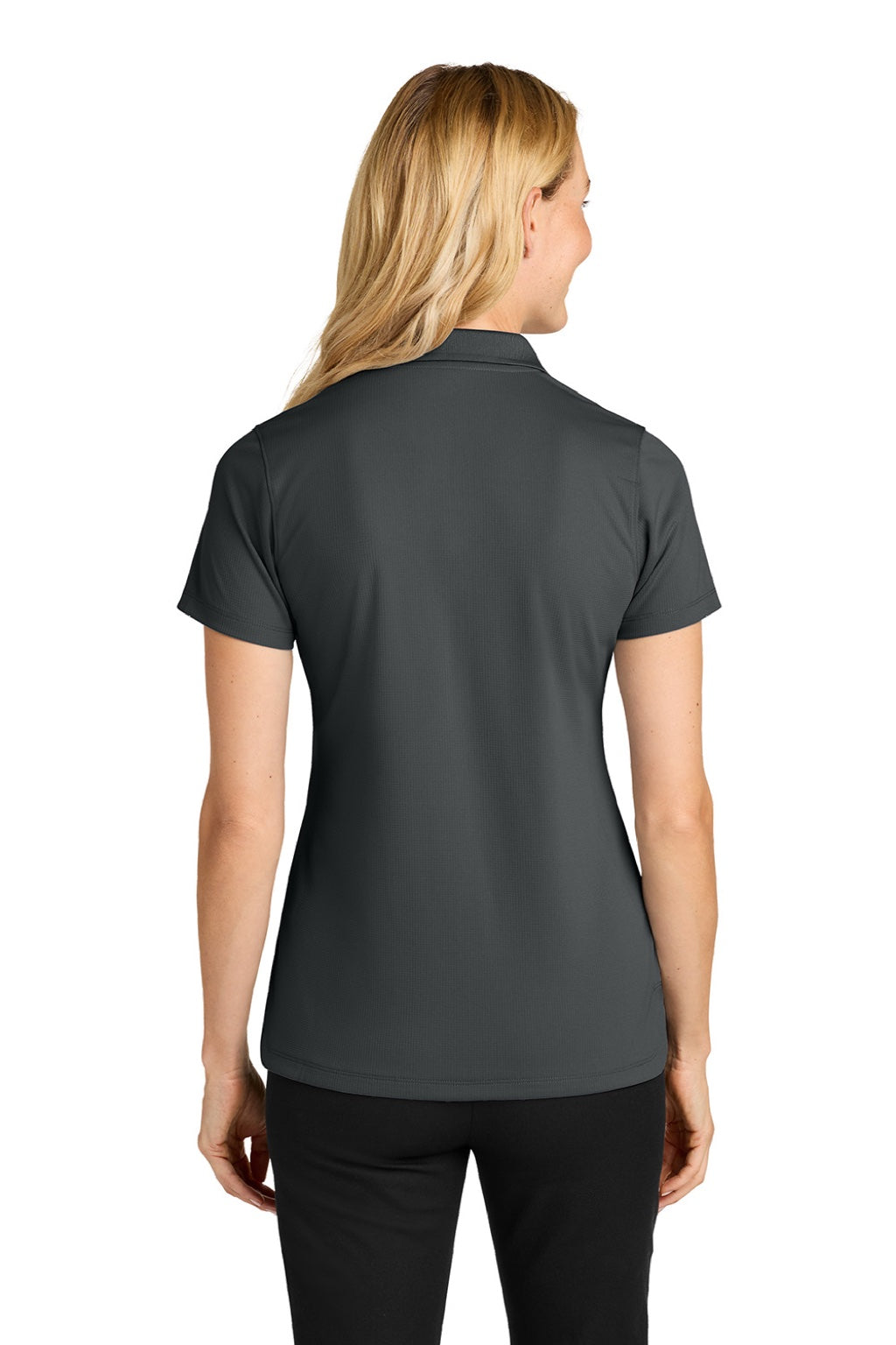 Port Authority LK845 Womens Dry Zone Moisture Wicking Short Sleeve Polo Shirt Seal Grey Model Back