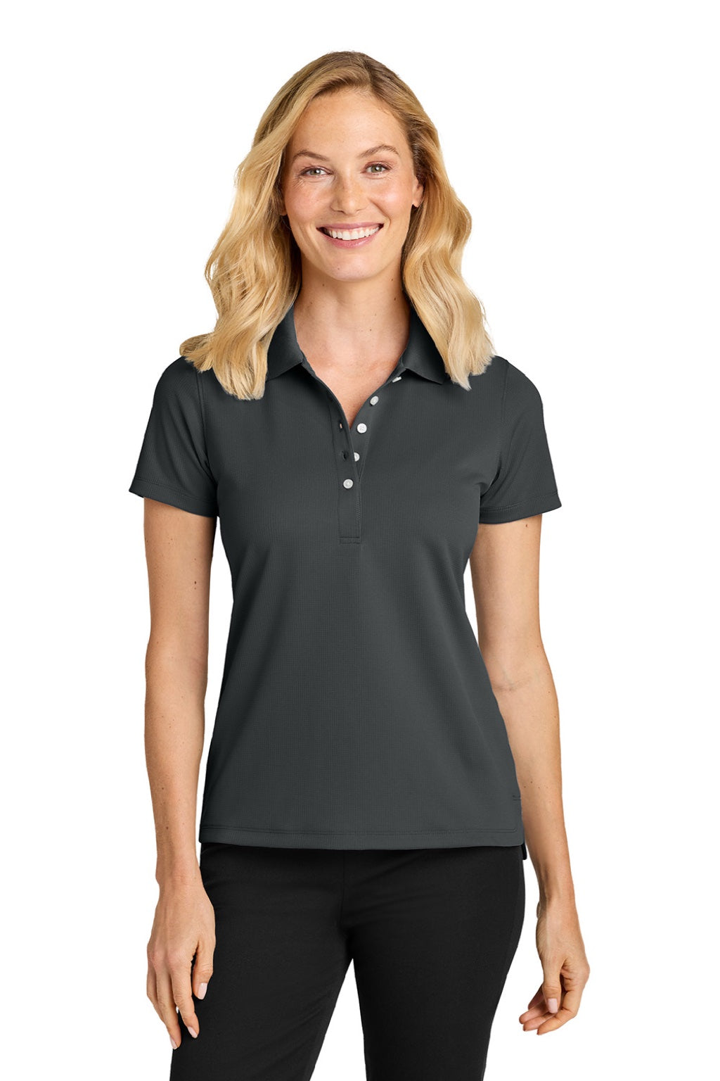 Port Authority LK845 Womens Dry Zone Moisture Wicking Short Sleeve Polo Shirt Seal Grey Model Front