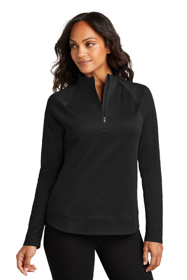 Port Authority LK870 Womens C-FREE Cypress Snag Resistant 1/4 Zip Sweatshirt Deep Black Model Front