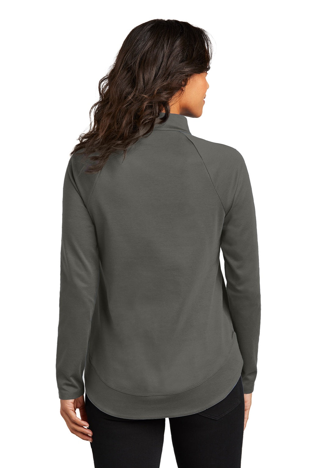 Port Authority LK870 Womens C-FREE Cypress Snag Resistant 1/4 Zip Sweatshirt Steel Grey Model Back