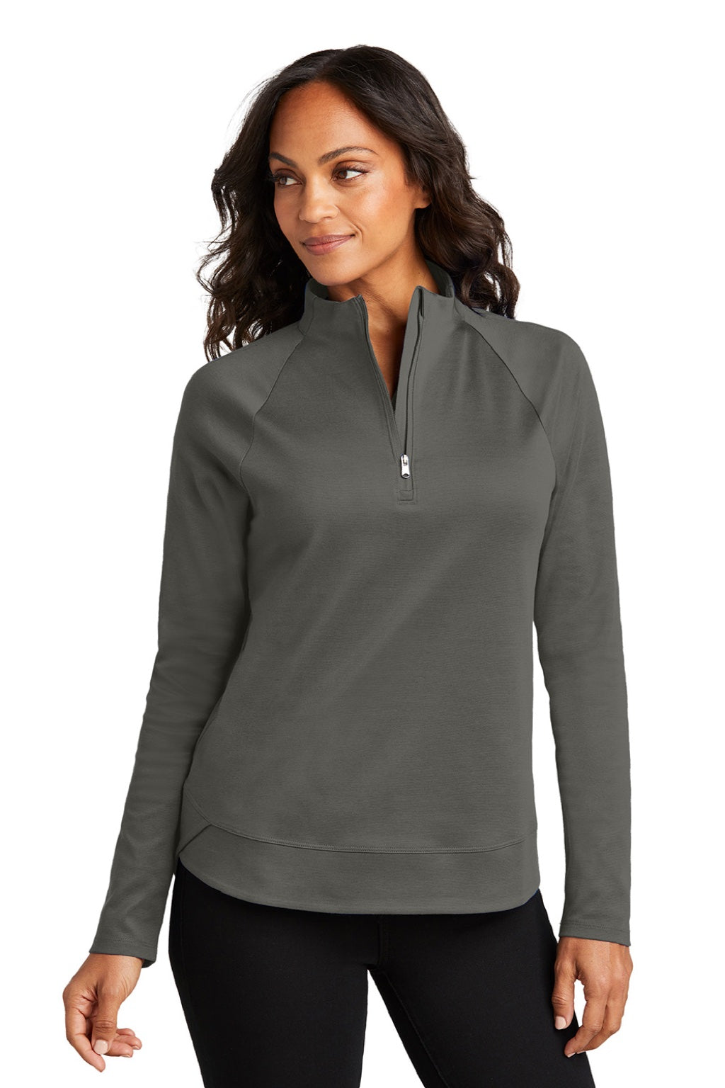 Port Authority LK870 Womens C-FREE Cypress Snag Resistant 1/4 Zip Sweatshirt Steel Grey Model Front