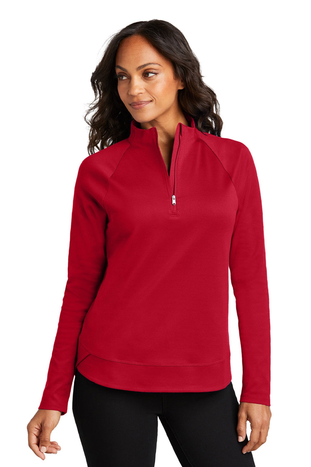 Port Authority LK870 Womens C-FREE Cypress Snag Resistant 1/4 Zip Sweatshirt Rich Red Model Front