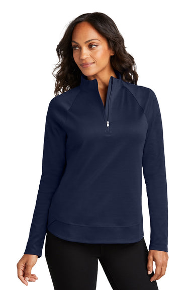 Port Authority LK870 Womens C-FREE Cypress Snag Resistant 1/4 Zip Sweatshirt True Navy Blue Model Front