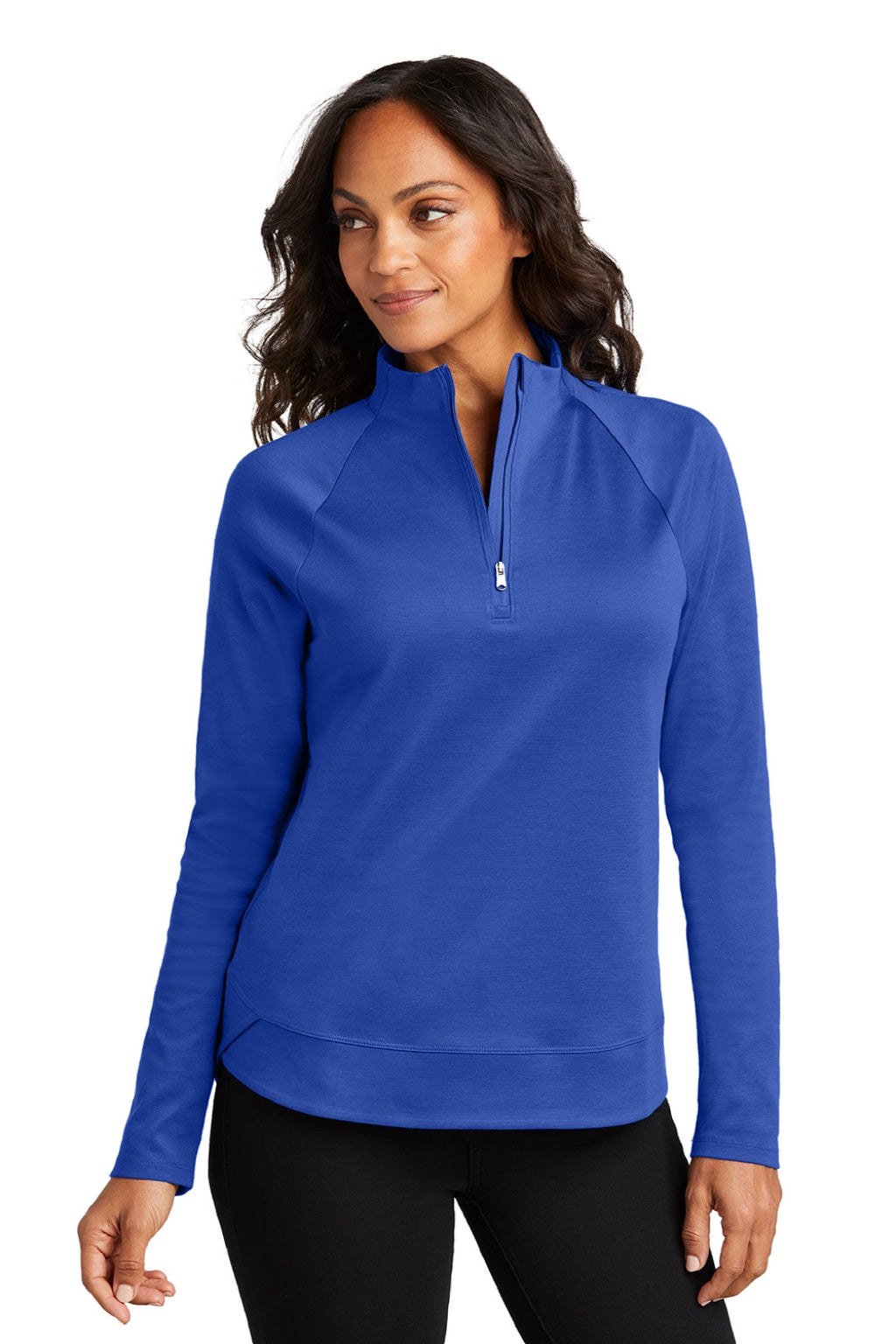 Port Authority LK870 Womens C-FREE Cypress Snag Resistant 1/4 Zip Sweatshirt True Royal Blue Model Front
