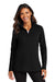Port Authority LK880 Womens C-FREE Double Knit Moisture Wicking 1/4 Zip Sweatshirt Deep Black Model Front