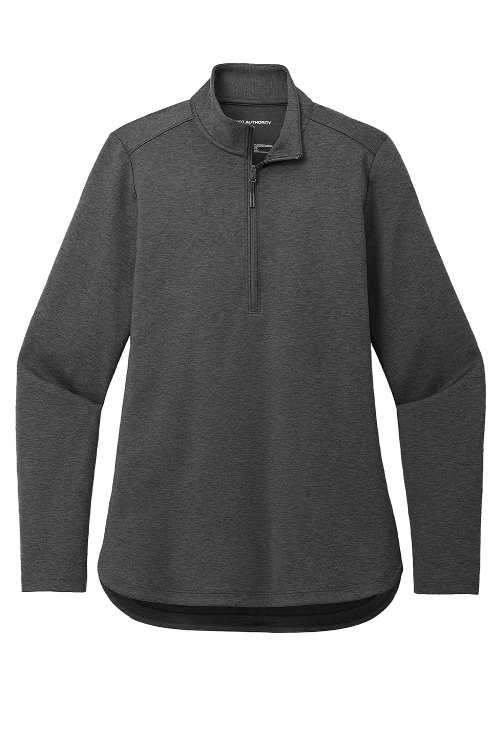 Port Authority LK880 Womens C-FREE Double Knit Moisture Wicking 1/4 Zip Sweatshirt Heather Steel Grey Flat Front