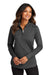 Port Authority LK880 Womens C-FREE Double Knit Moisture Wicking 1/4 Zip Sweatshirt Heather Steel Grey Model Front