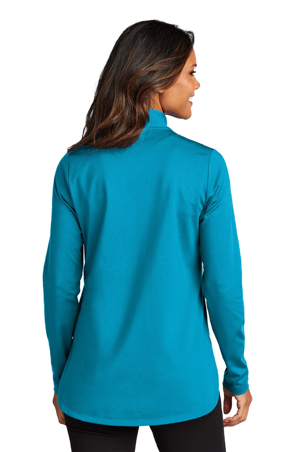 Port Authority LK880 Womens C-FREE Double Knit Moisture Wicking 1/4 Zip Sweatshirt Parcel Blue Model Back