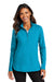 Port Authority LK880 Womens C-FREE Double Knit Moisture Wicking 1/4 Zip Sweatshirt Parcel Blue Model Front