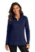 Port Authority LK880 Womens C-FREE Double Knit Moisture Wicking 1/4 Zip Sweatshirt True Navy Blue Model Front