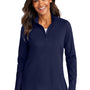Port Authority Womens C-FREE Double Knit Moisture Wicking 1/4 Zip Sweatshirt - True Navy Blue