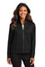 Port Authority LK881 Womens C-FREE Double Knit Moisture Wicking Full Zip Sweatshirt w/ Pockets Deep Black Model Front