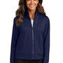 Port Authority Womens C-FREE Double Knit Moisture Wicking Full Zip Sweatshirt w/ Pockets - True Navy Blue