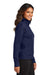 Port Authority LK881 Womens C-FREE Double Knit Moisture Wicking Full Zip Sweatshirt w/ Pockets True Navy Blue Model Side